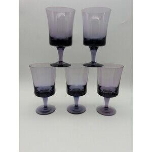 Vintage MCM Denby Arabesque Plum Water Wine Goblet 6 1/2" SET OF 5